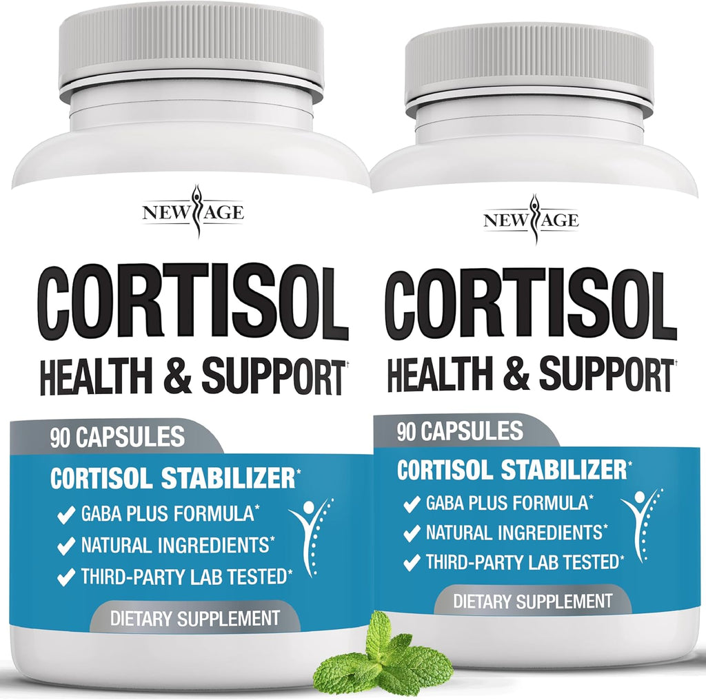 NEW AGE Cortisol Supplement for Women - Natural Cortisol Detox Manager Reducer - Ashwagandha, GABA, 5 HTP, L-Tryptophan, L-Theanine - 180 Count