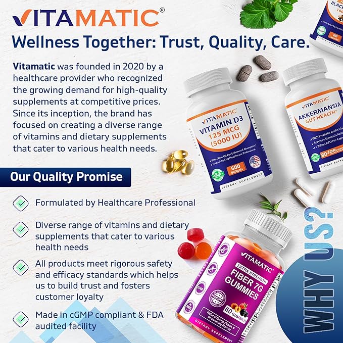 Vitamatic Chromium 1000 mcg | 365 Tablets | High Potency Chromium Picolinate | Non-GMO, Gluten Free
