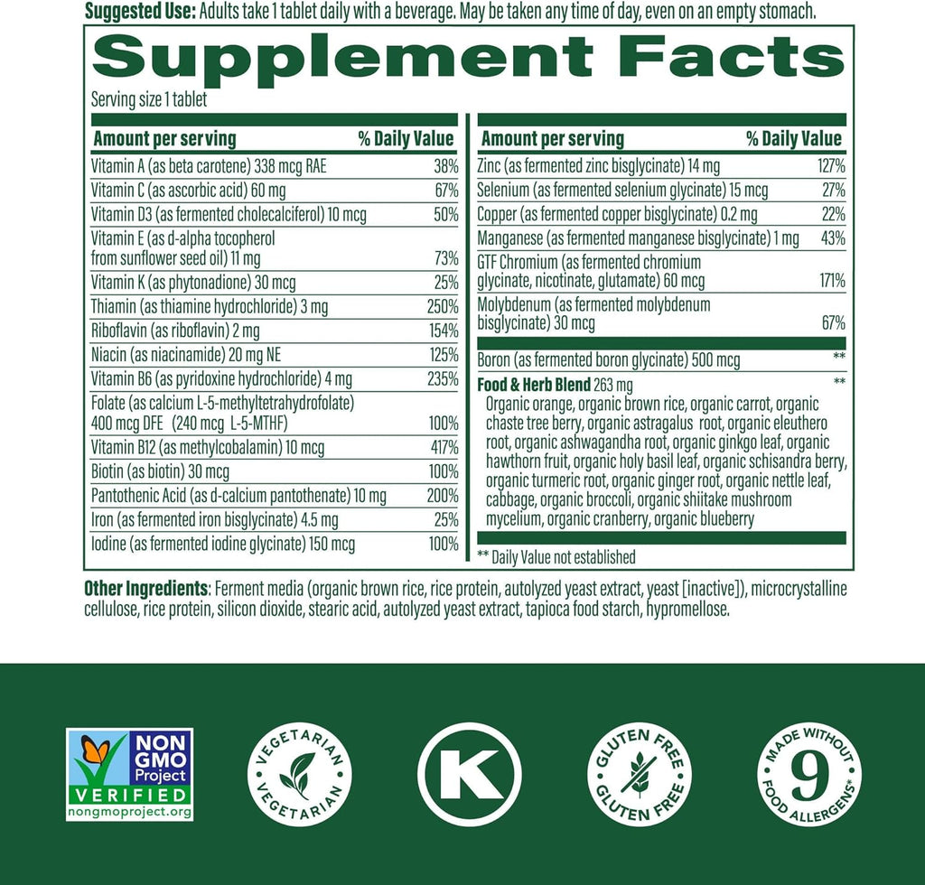 MegaFood Women's 40+ One Daily Multivitamin for Women - with Vitamin B12, B6, C, D, Zinc & Iron – Plus Real Food - Immune Support - Bone Health - Non-GMO - Vegetarian - 90 Tabs
