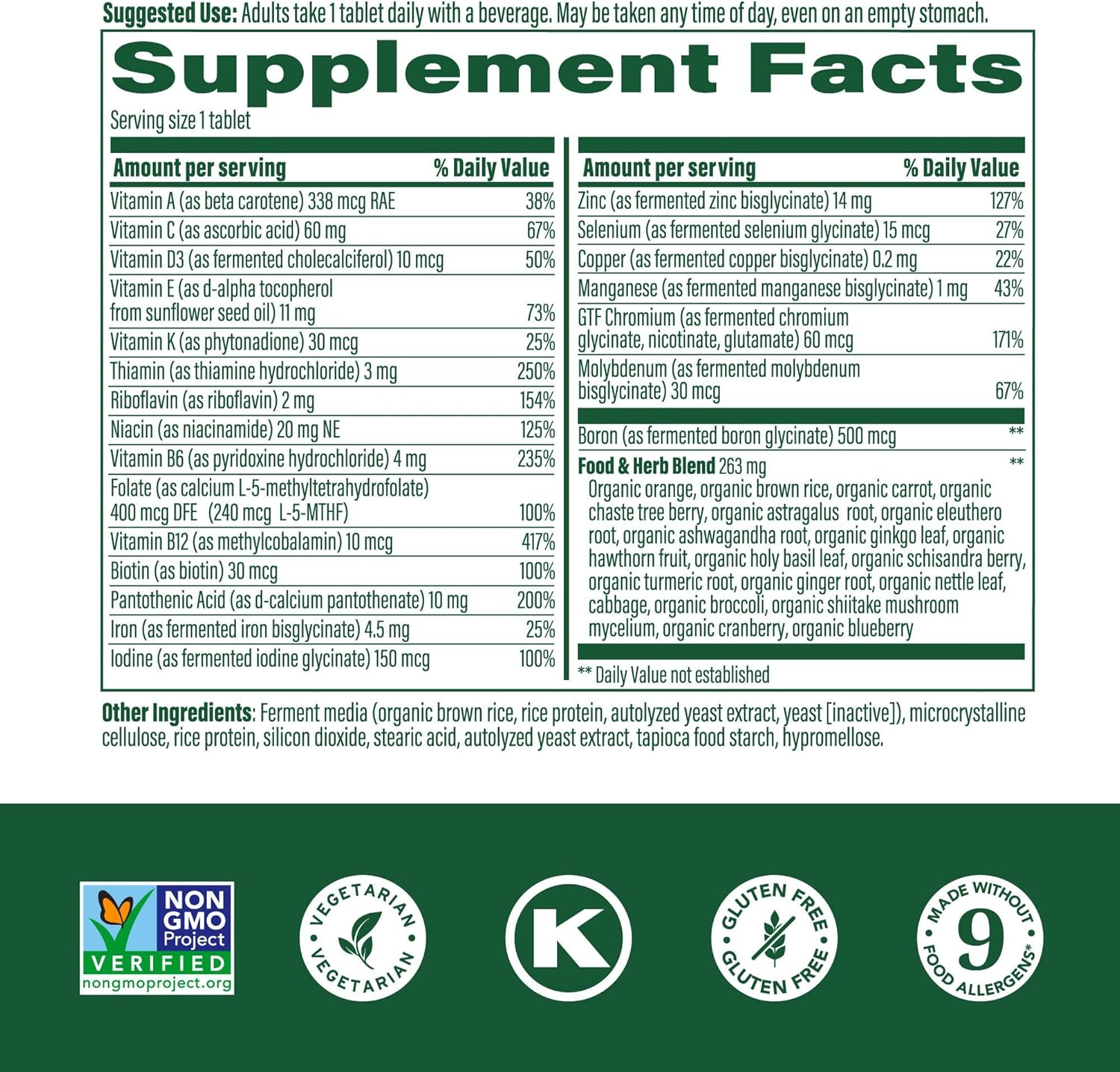 MegaFood Women's 40+ One Daily Multivitamin for Women - with Vitamin B12, B6, C, D, Zinc & Iron – Plus Real Food - Immune Support - Bone Health - Non-GMO - Vegetarian - 60 Tabs