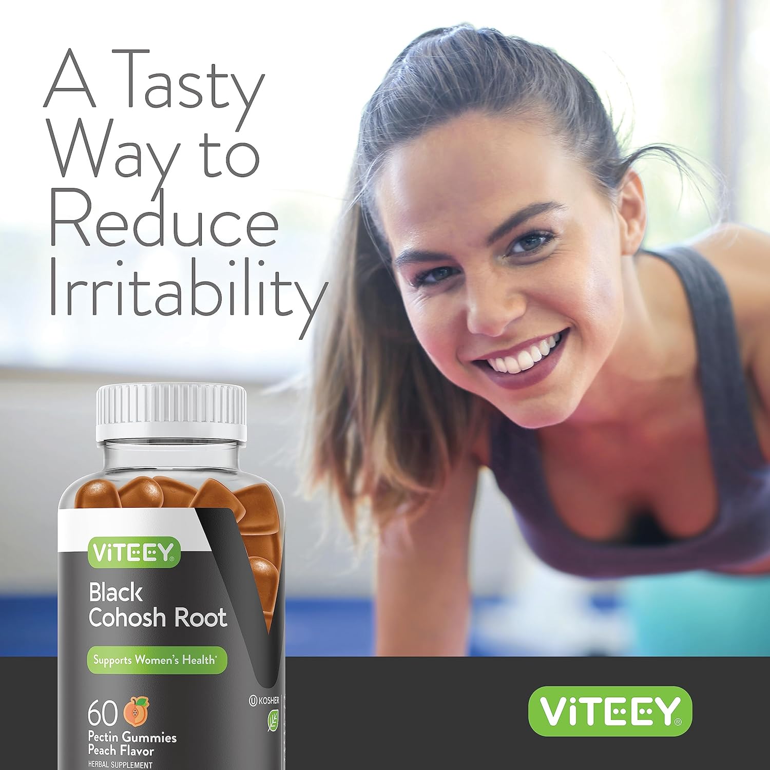 Viteey Black Cohosh Root Gummies - Menopause Relief for Hot Flashes and Night Sweats - Vegan, Gluten Free, Non-GMO - 120 Count