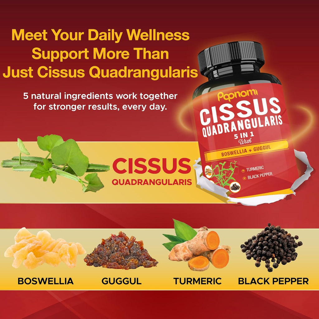 Super Cissus Quadrangularis Extract Capsules with Boswellia, Guggul, Turmeric, Pepper | 3 Months Supply