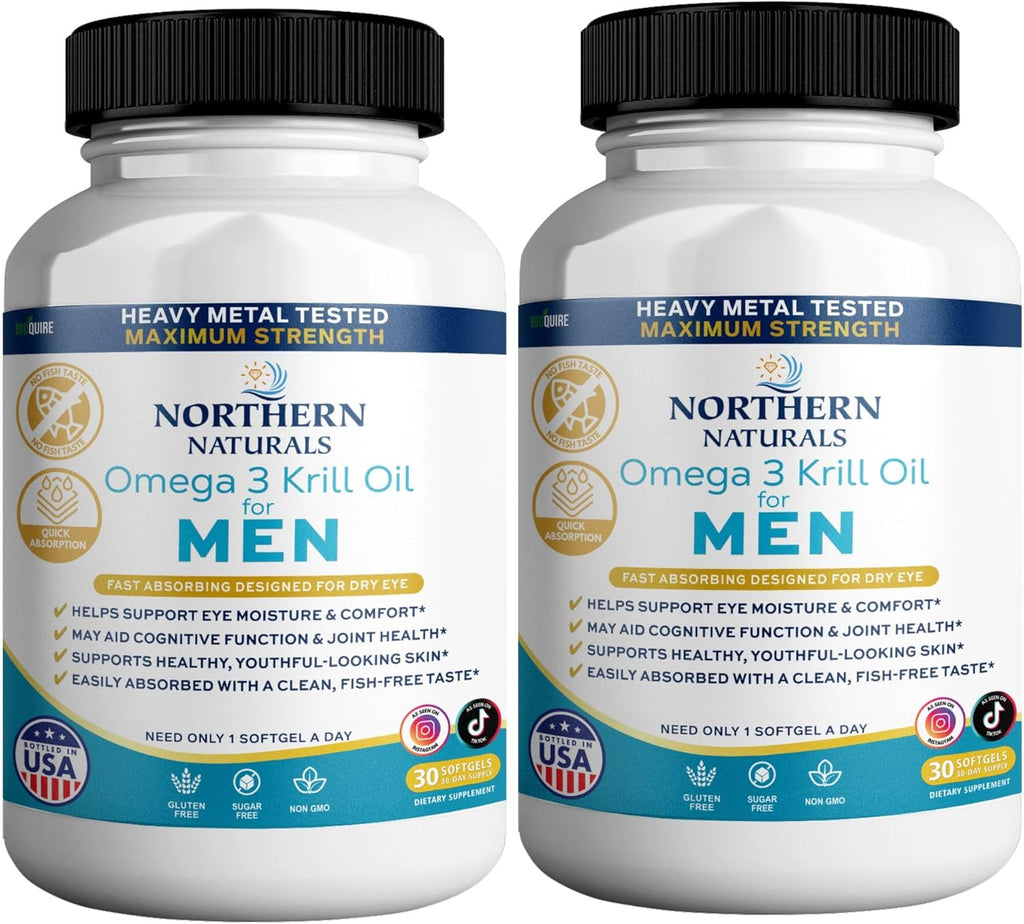 Northern Naturals Omega 3 Krill Oil for Men, 500mg, 30 Softgels, Fish-Free Taste, Supports Eye, Brain and Joint Health (2)