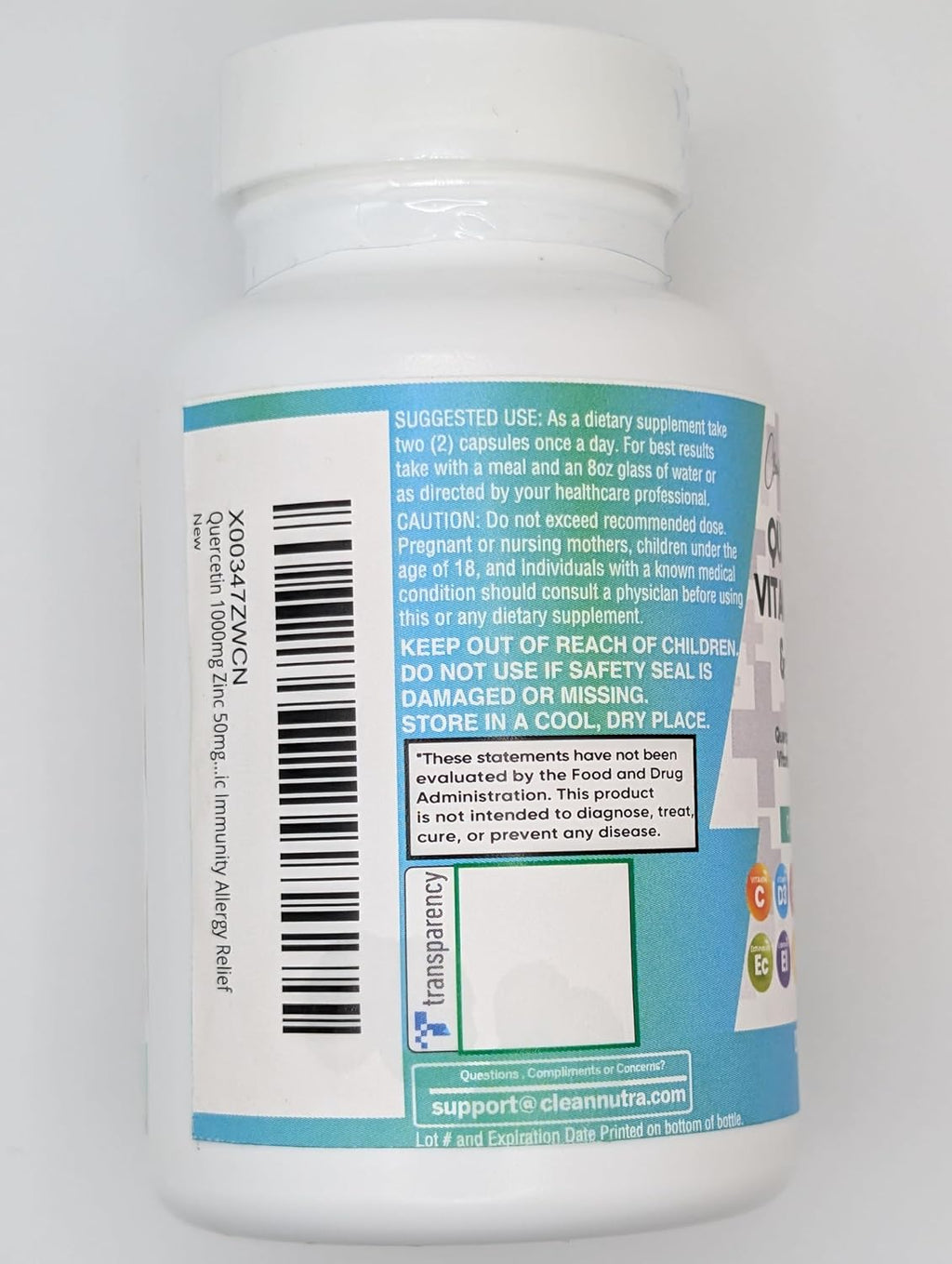 Clean Nutraceuticals Quercetin Zinc Vitamin C Vitamin D Bromelain Elderberry - Lung Immune Support Supplement Adults with Artemisinin, Sea Moss, Echinacea, Allergy Relief (60 Count (Pack of 2))