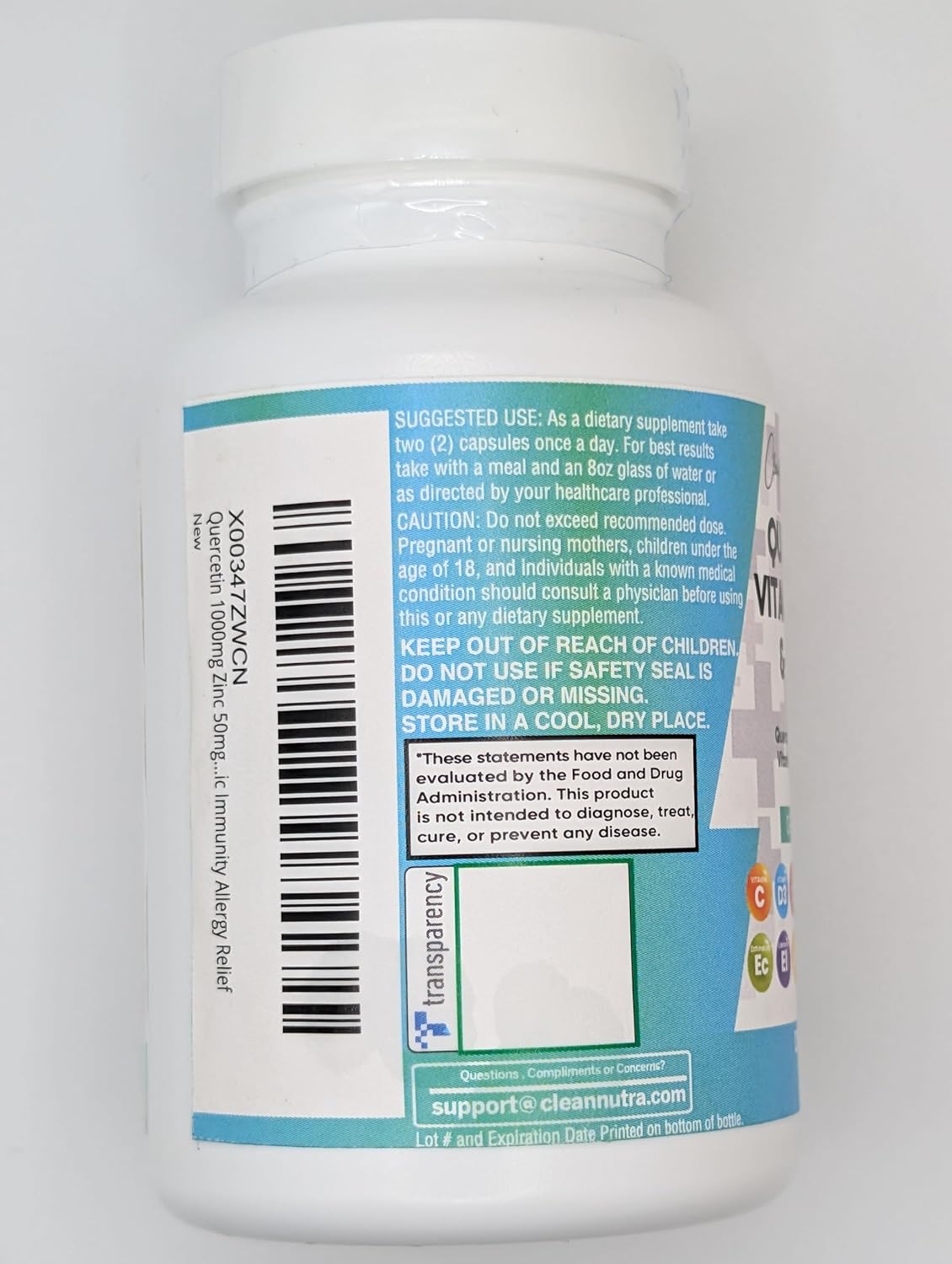 Clean Nutraceuticals Quercetin Zinc Vitamin C Vitamin D Bromelain Elderberry - Lung Immune Support Supplement Adults with Artemisinin, Sea Moss, Echinacea, Allergy Relief (60 Count (Pack of 2))