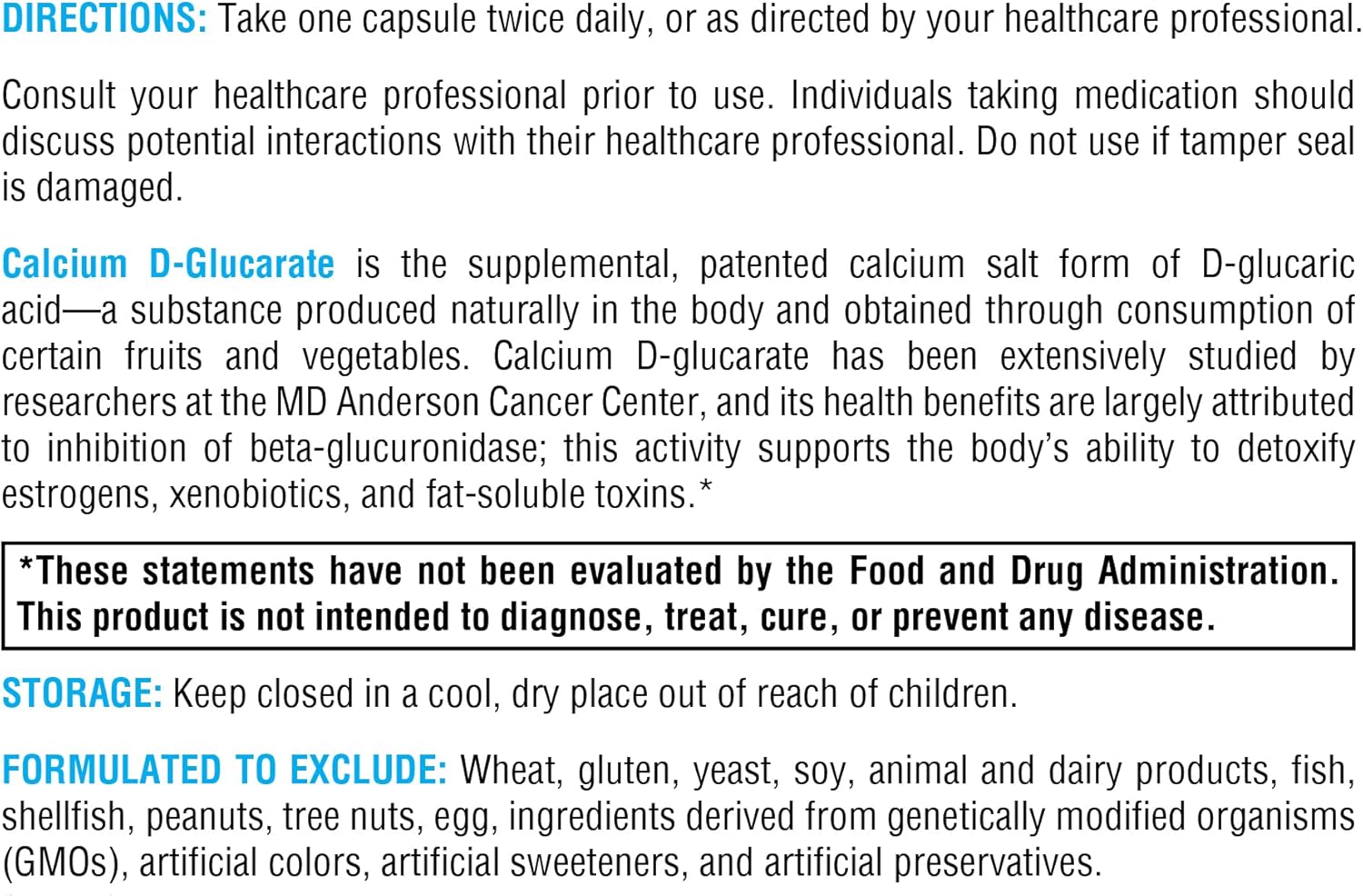 XYMOGEN Calcium D-Glucarate 500mg - Supplement to Support Healthy Detox of Fat-Soluble Toxins, Hormones Like Estrogen + Androgens (90 Capsules)