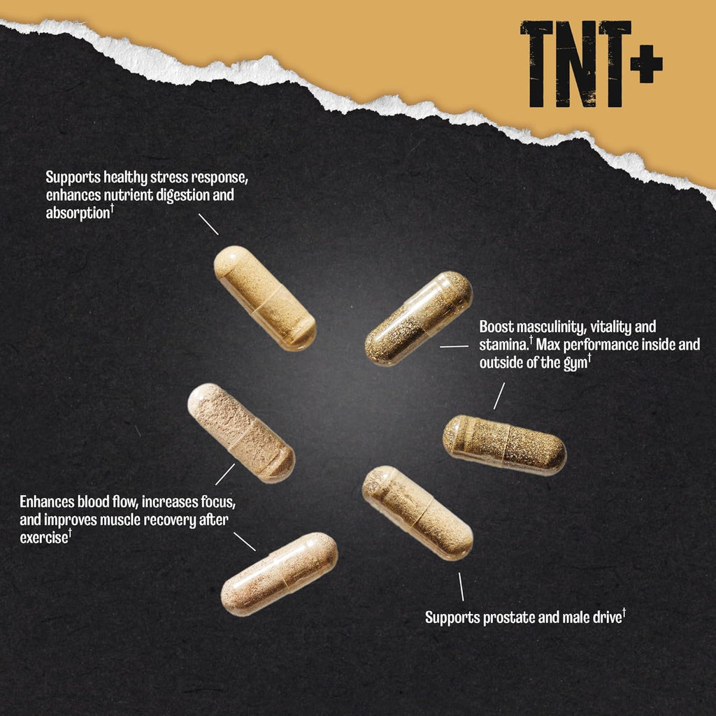 Animal TNT+ Mens Supplement - Nitric Oxide Booster, Prostate Health Supplements for Men, Stress Support with Adaptogens, Fenugreek, Tribulus Terrestris, Ashwagandha, Maca Root, Panax Ginseng, 30 Packs