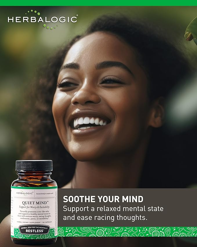 Herbalogic - Quiet Mind Herb Capsules - Non-Sedating, Promotes a Feeling of Zen-Like Calm - Eases Anxious Worry and Panicky Mood - Based on The Traditional Chinese Formula GUI Pi Tang - 30 Cap Count