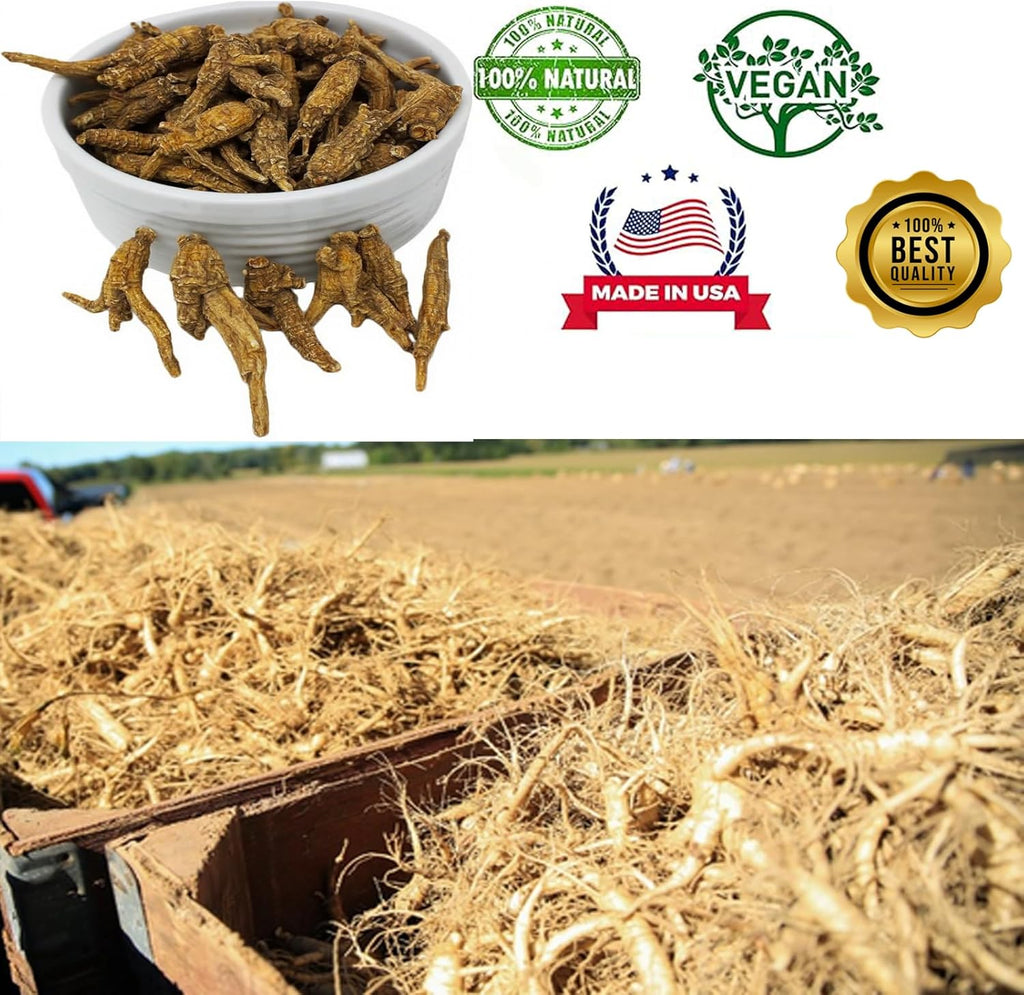 Wisconsin American Ginseng 8OZ, American Wisconsin Ginsengss Slices Root 西洋参/花旗参 Energy for Men & Women Ginseng in Soup, Tea Smoothies Large 4 Ounce 2 Box