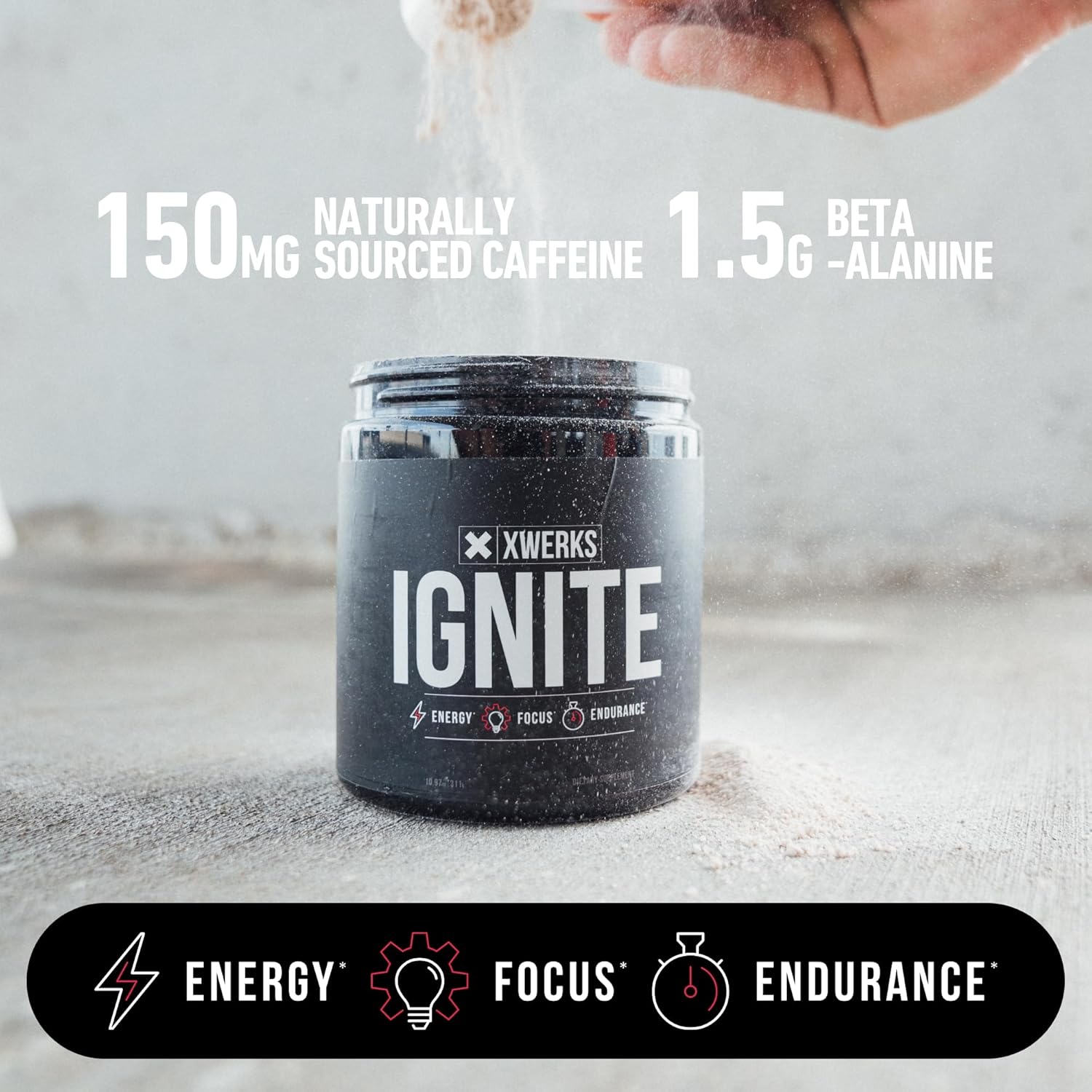 Xwerks Ignite Green Apple Pre Workout Powder, Natural Keto Pre Workout for Women and Men with Explosive Energy, Gluten Free Blend for Endurance and Stamina, 150mg Caffeine, 30 Servings
