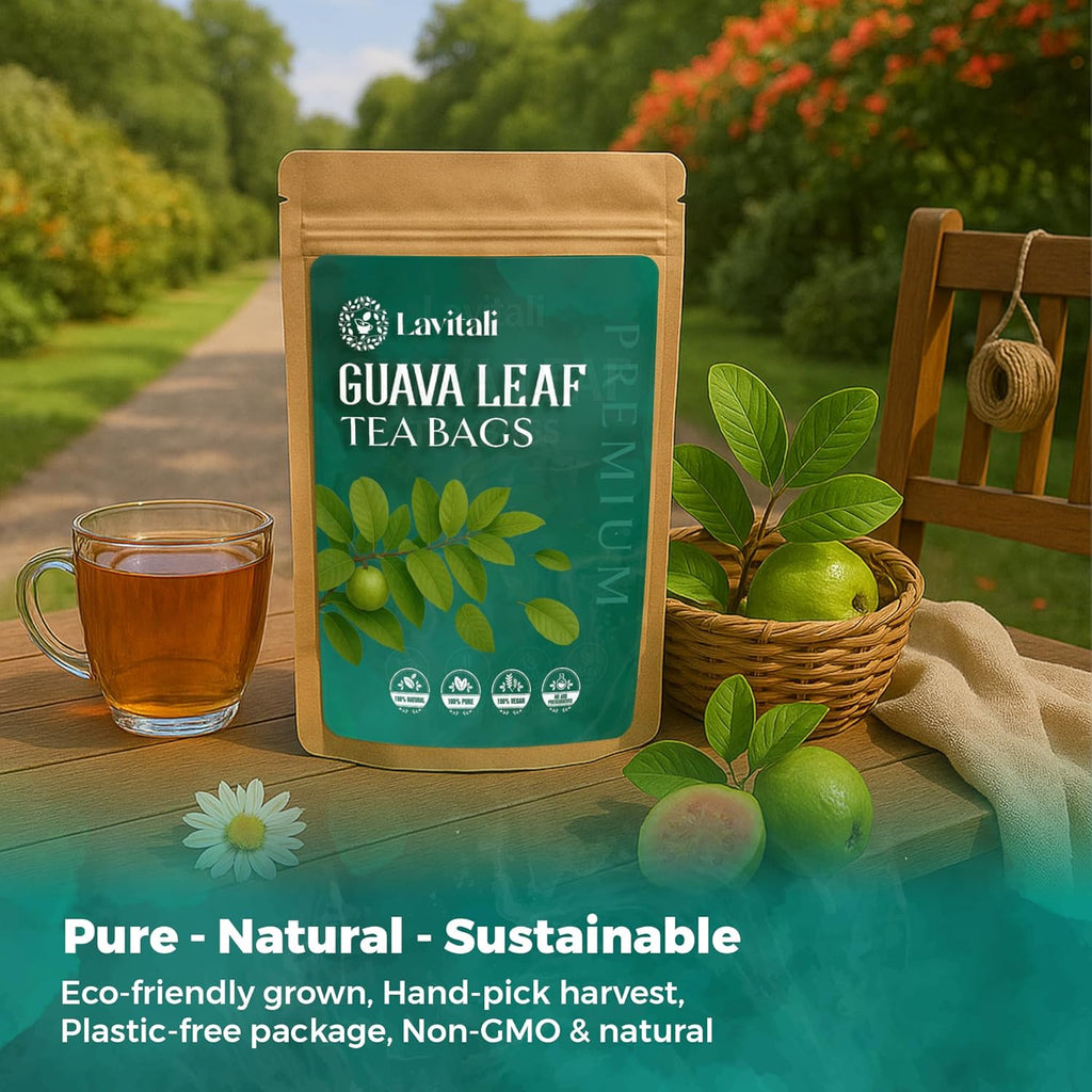 Lavitali, Guava Leaves Tea Bags | 120 bags, 100% Pure Herbal Tea | Caffeine-Free, No Sugar, Eco-Friendly Filter Bags | Daily Natural Botanical, Hot or Iced Herbal Infusion