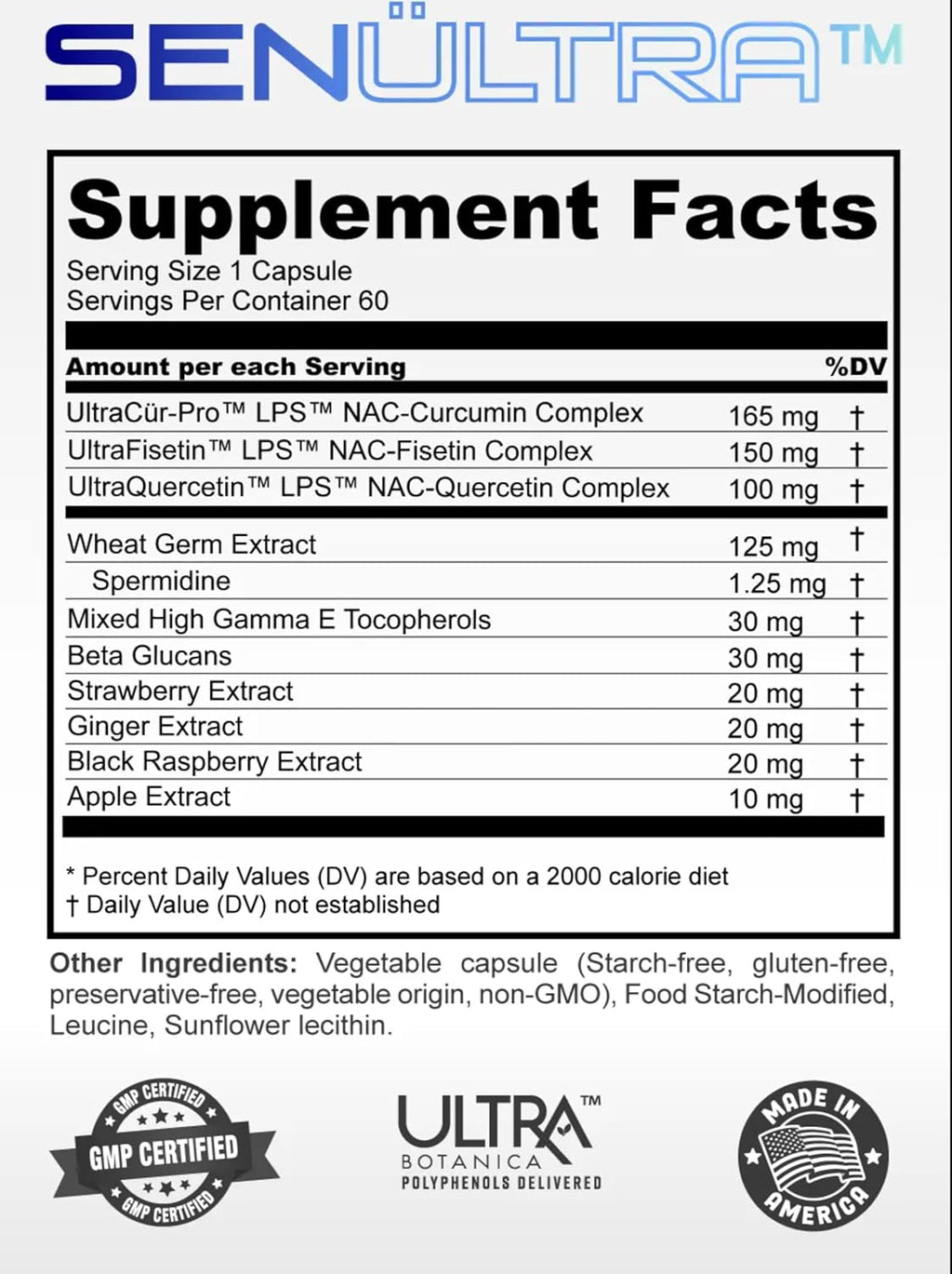 UltraVitality Longevity Support Formula – Fisetin, Curcumin, Quercetin & Beta-Glucan – Supports Cellular & Cognitive Health Healthy Aging – 60 Capsules