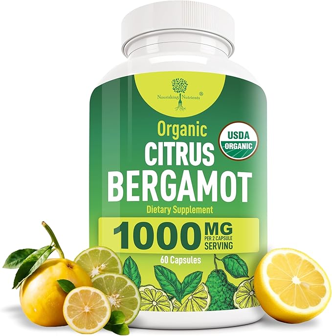 Organic Citrus Bergamot Supplement - Only USDA, Cardiologist Formulated with 200+ Scientific Studies -1000mg - Patented Extract, Heart, Cholesterol, & Lipid - Italian Bergamot High Polyphenols 60caps