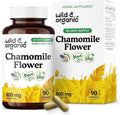 Wild & Organic Chamomile Capsules 800 mg - Relaxation & Digestive Support - Herb Chamomile Powder Supplement - Matricaria Recutita Flower - Vegan, No Fillers, Non-GMO - 90 Count