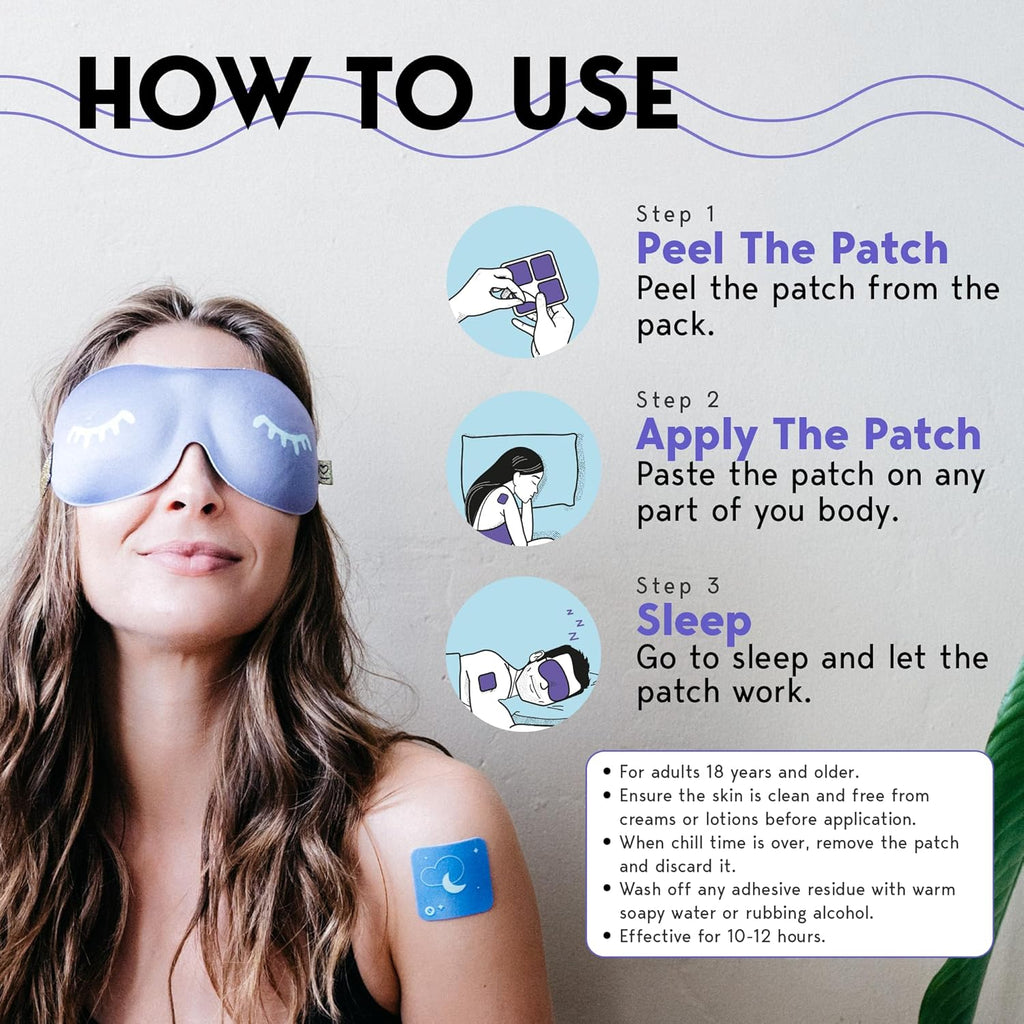 Klova Sleep Support Patches with Ashwagandha, L-Theanine, Hops, Melatonin, Valerian, GABA and Other Natural Ingredients: for Falling Asleep Faster, Staying Asleep Longer & Eliminating Groggy Mornings