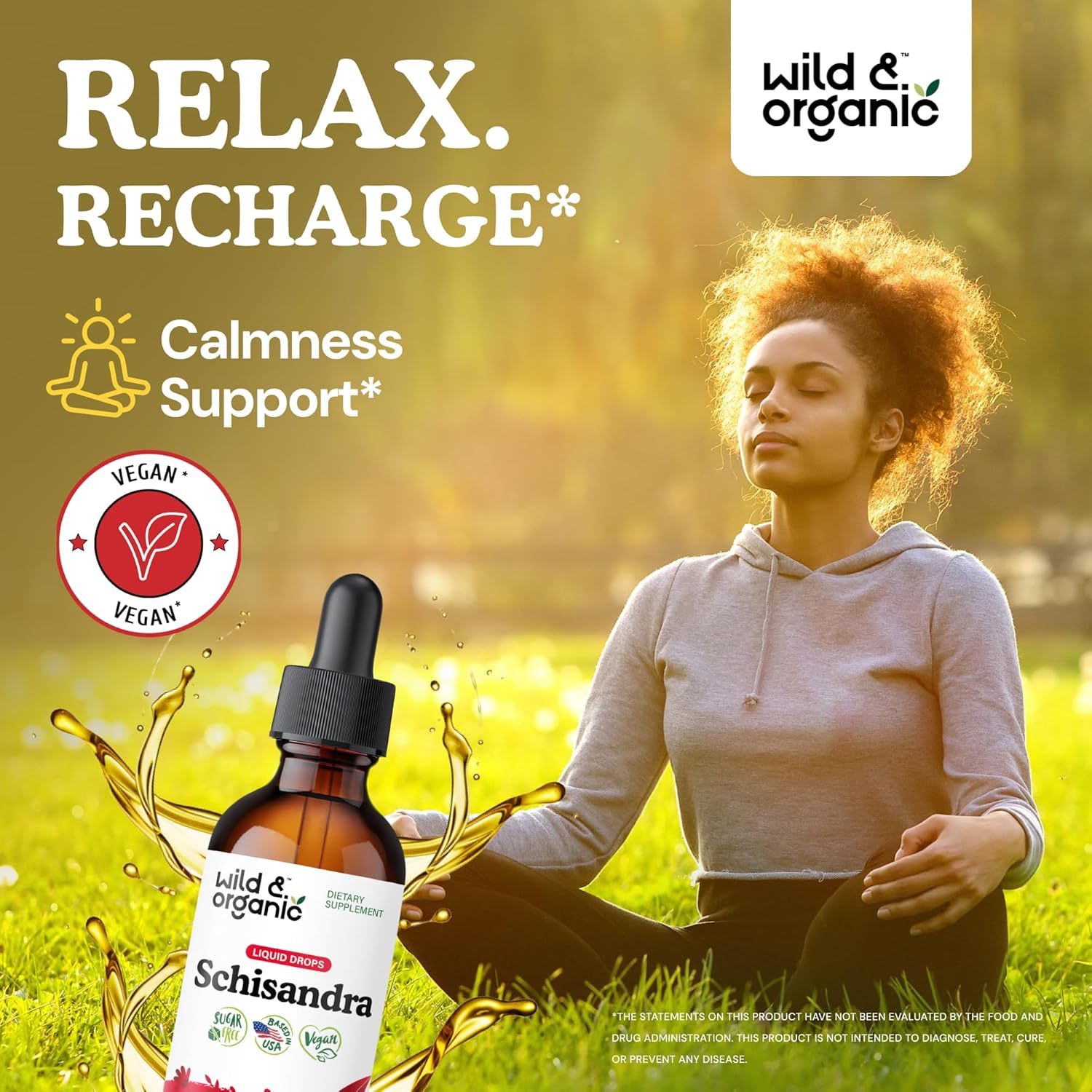 Wild & Organic Schisandra Berry Extract Drops 500 mg - Relaxing Schisandra Supplement - Liquid Chinensis Tincture - Vegan, Sugar & Alcohol-Free - 2 fl oz