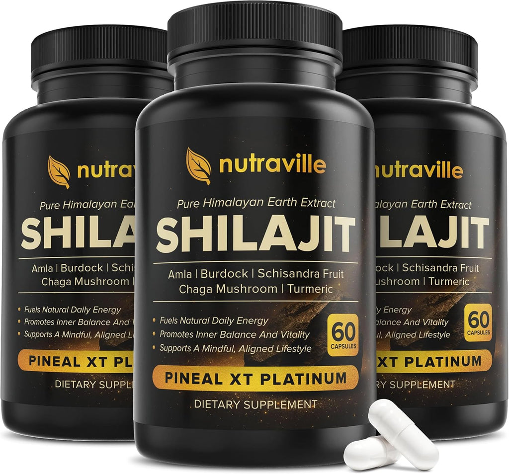 Pineal XT Platinum – Pure Himalayan Shilajit Supplement – Supports Energy, Brain Health & Memory - Rapid Pineal Gland Decalcification Cognitive Health Support – 180 Veggie Capsules