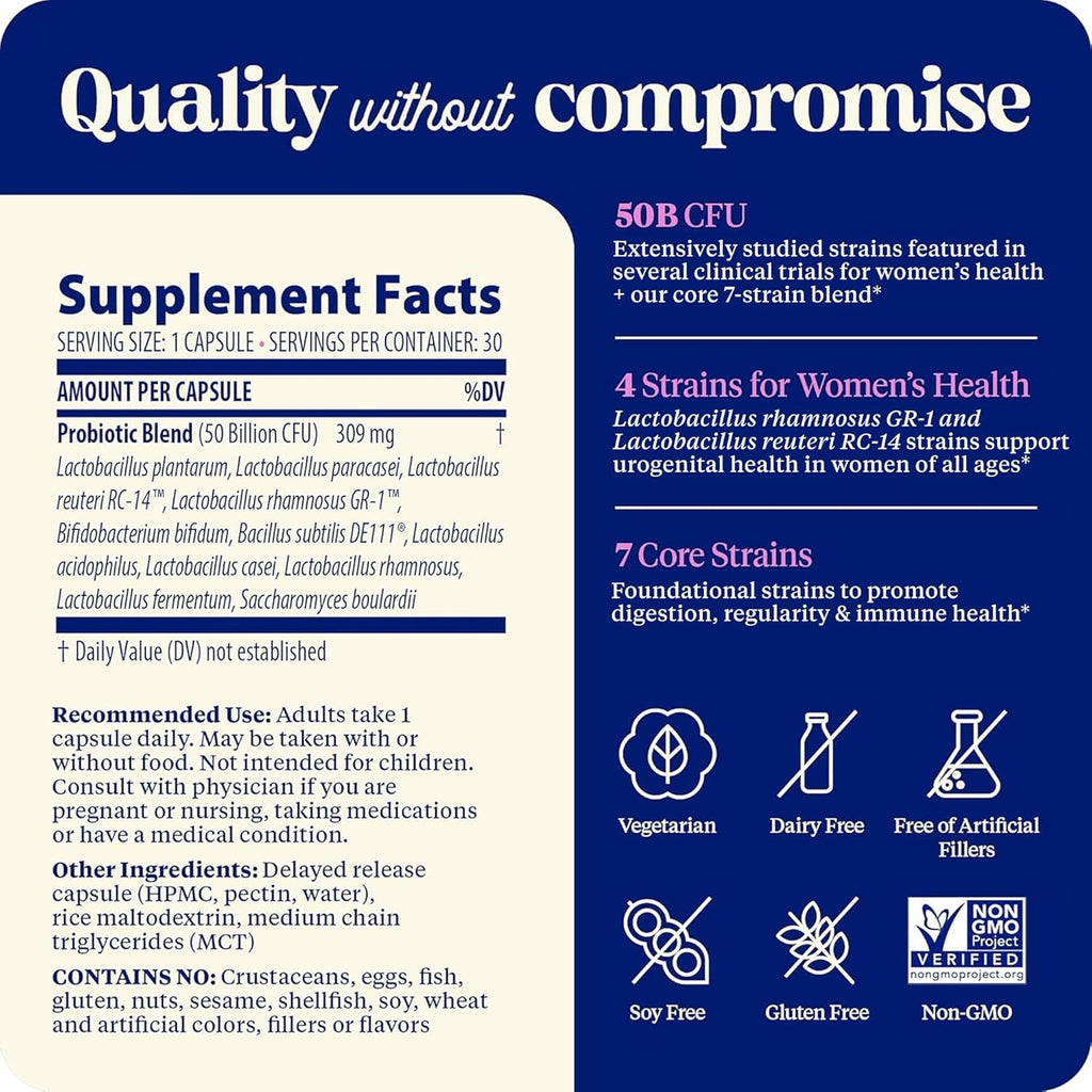 Enzymedica SubCulture Probiotics for Women, 50 Billion CFU, Vaginal & Urinary Health, Immune and Digestive Support, 30 Capsules, Pack of 2