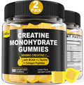 Creatine Monohydrate Gummies for Men & Women - with BCAA, Collagen Peptides, L-Taurine, Vitamin B12, D3, Chewables Creatine Monohydrate 5g Per Serving, Natural Lemon Flavor, Sugar Free, 2 Pack