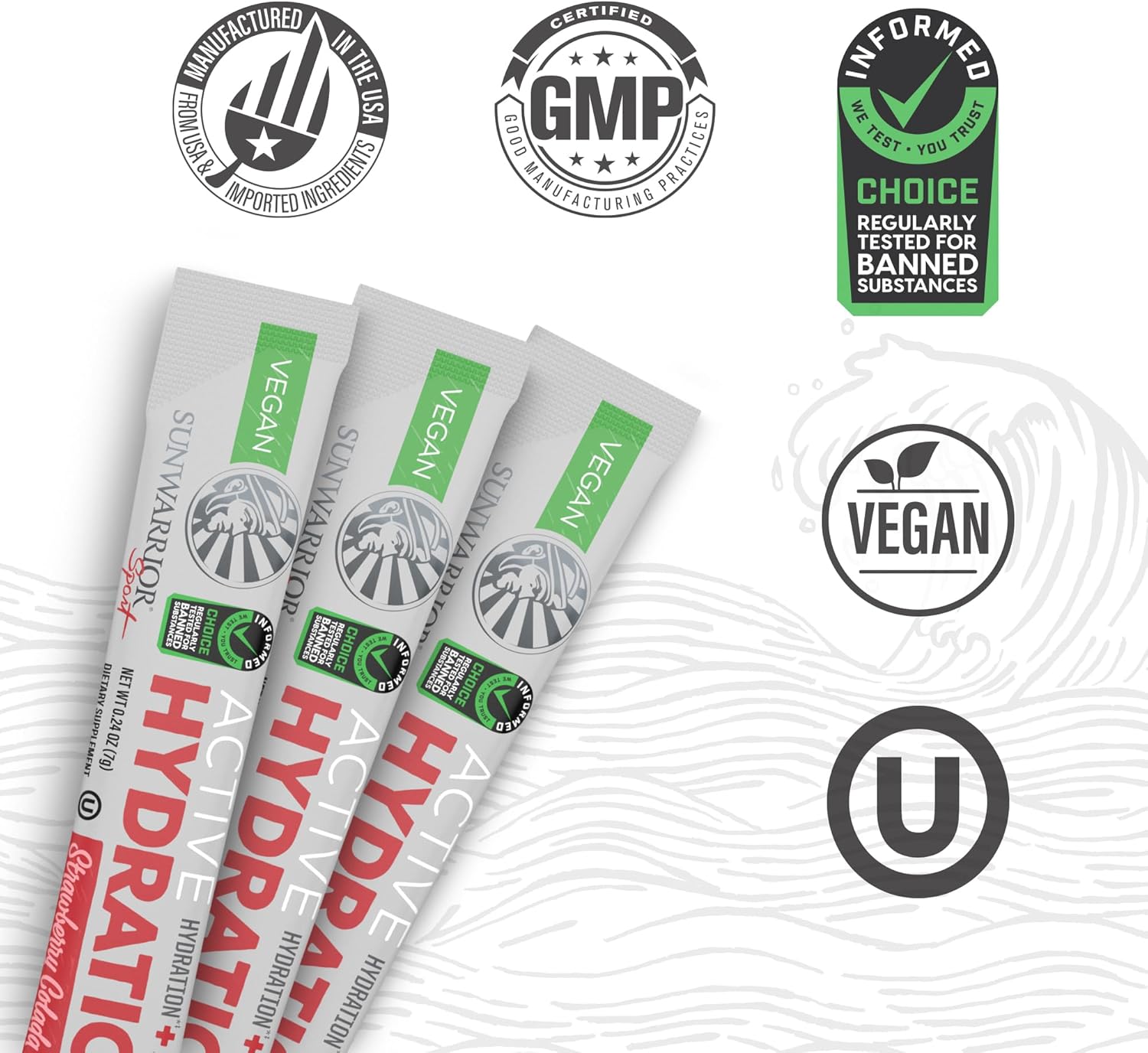 Sunwarrior Hydration Powder Electrolyte Packets Powder | Strawberry Colada Flavored | 18 Stick Packs 126g Pouch | Vegan and Plant-Based Sugar Free | B12 Elderberry and Electrolytes | Active Hydration