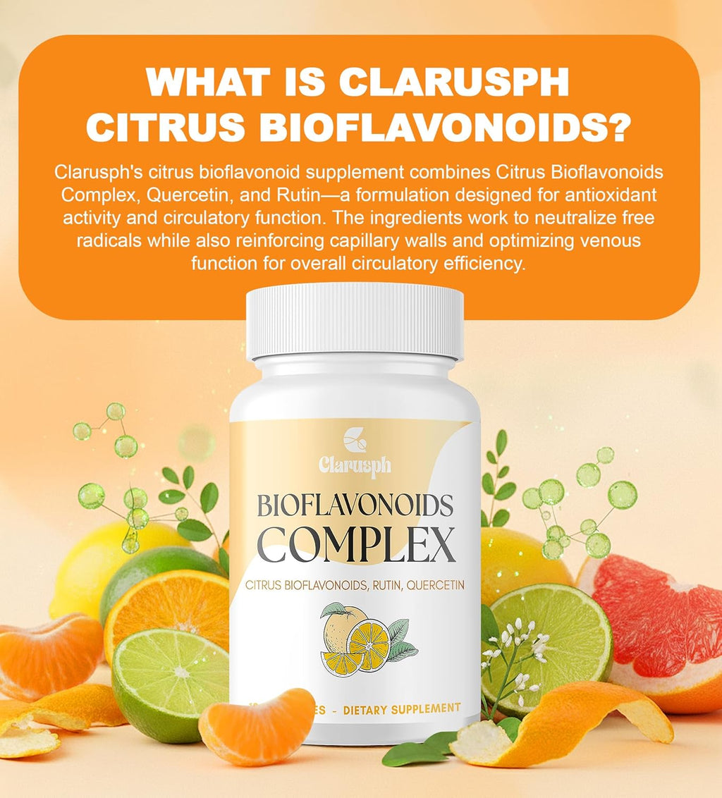 Citrus Bioflavonoids for Circulation | Citrus Bioflavonoids Supplement for Antioxidant | Bioflavonoids Supplements 1500mg with Quercetin & Rutin | Vegan Gluten Free | 120 Capsules