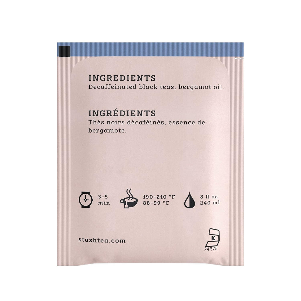 Stash Tea Decaf Earl Grey Black Tea - Decaf, Non-GMO Project Verified Premium Tea with No Artificial Ingredients, 18 Count (Pack of 6) - 108 Bags Total