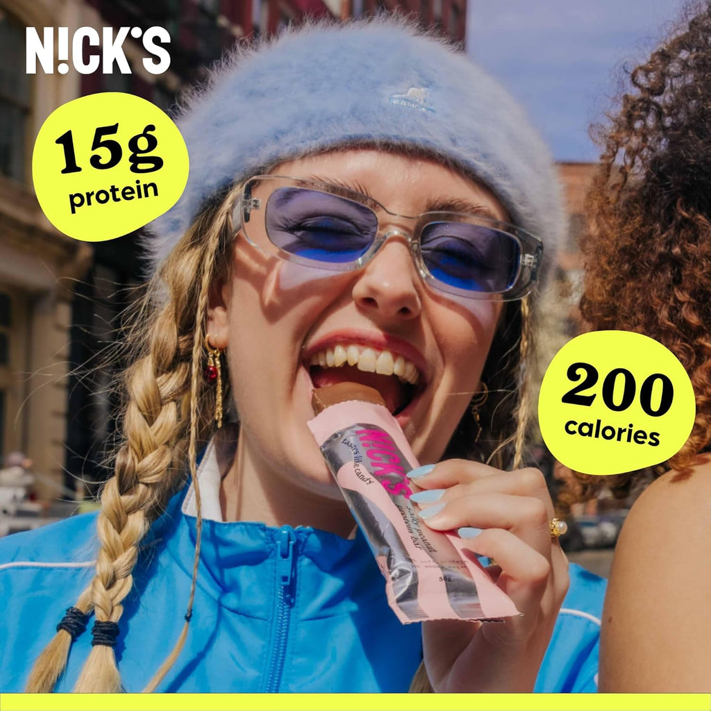 NICKS Protein Bars Chocolate Peanut | 15g protein | 200 calories | Low Carb Keto Friendly Snacks No Added Sugar (Multipack 12 bars x 50g)