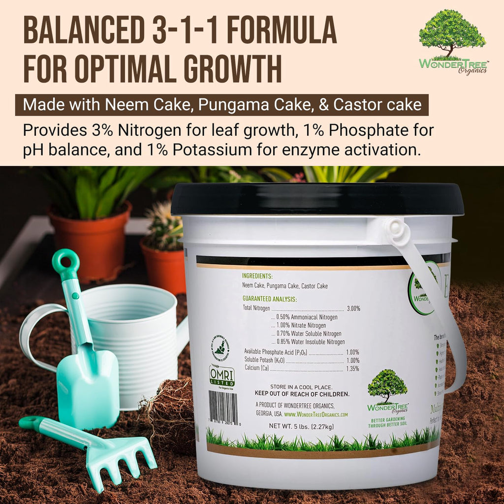 Eden Grow Max Organic Blended Neem Cake | Perfect for Home Gardening, Fruits, Lawns & Flowers | OMRI Listed (5lbs)