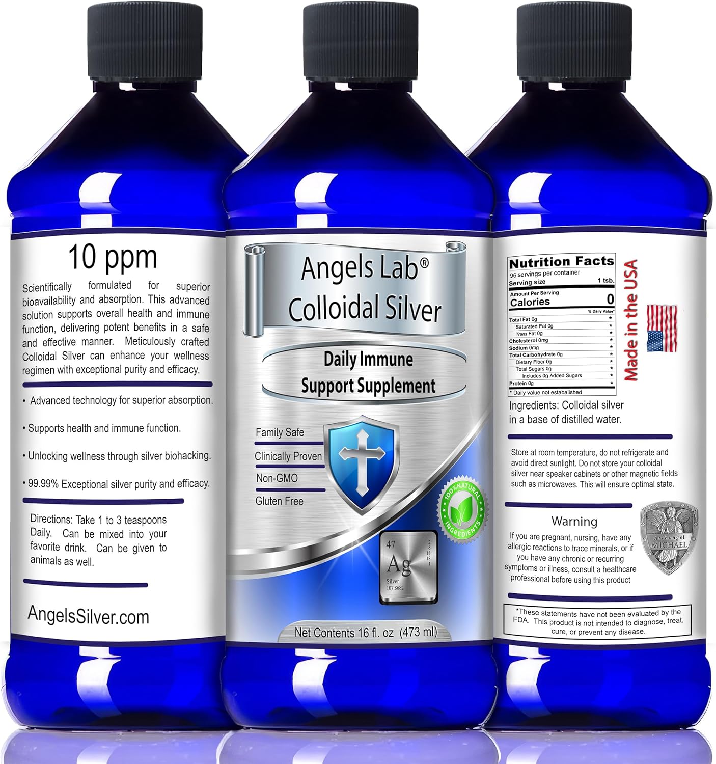 Colloidal Silver Immune Support 10 PPM Nano Liquid 16oz