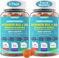 Focus Memory & Energy Gummies, L-Tyrosine + Methyl B12 1000mcg, B6 50mg, D3 C, Lion's Mane Mushroom, for 15+ Students, Office Worker, Multivitamin, Herb Blend for Seniors Brain & Cognition, Sugar Free