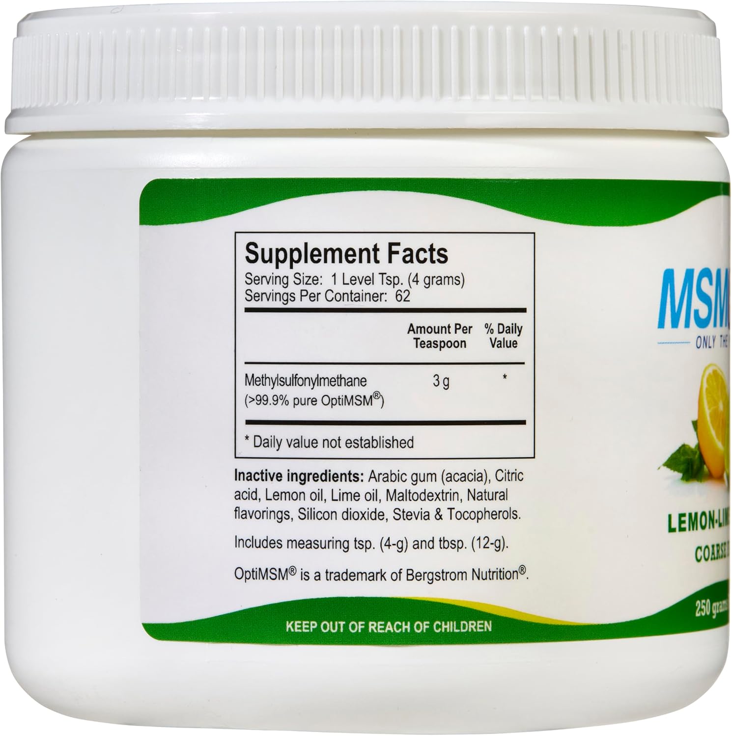 KALA HEALTH MSMPure Lemon Lime Flavored Coarse MSM Powder Flakes – Organic Sulfur for Joint Flexibility, Skin Appearance, and Hair & Nail Support – 8.8 oz, USA Made, Distilled Crystals