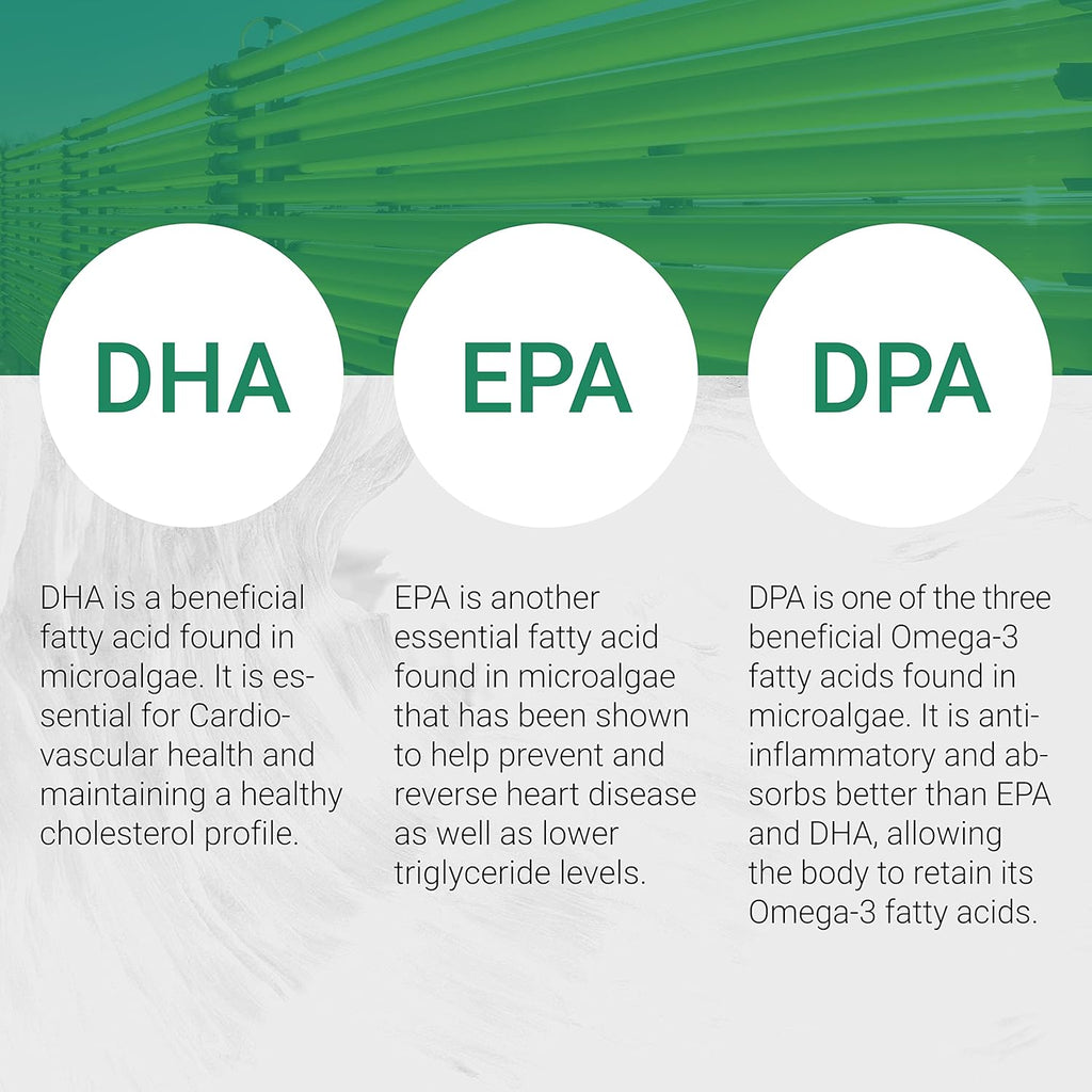 Vegan Omega 3 DHA, EPA & DPA from Algae | Vegan Society Certified, Sustainably Sourced, True Full Spectrum | 60 Veggie Softgels (Carrageenan Free)