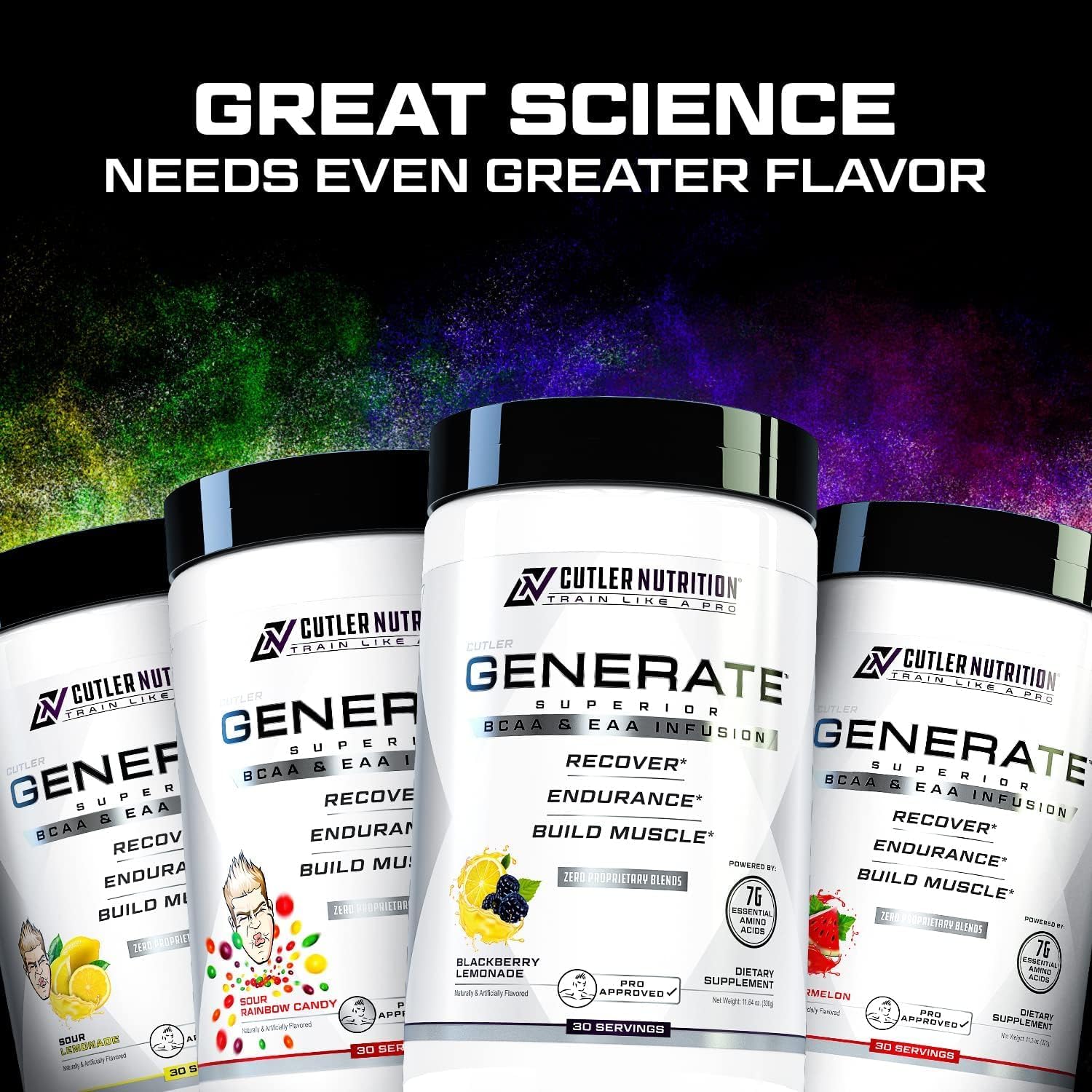 Cutler Nutrition Generate EAA and BCAA Powder: Best Branched Chain Amino Acids Supplement with Essential Amino Acids, 5g BCAAs, 2g EAAs for Lean Muscle Mass | Pina Colada, 30 Servings