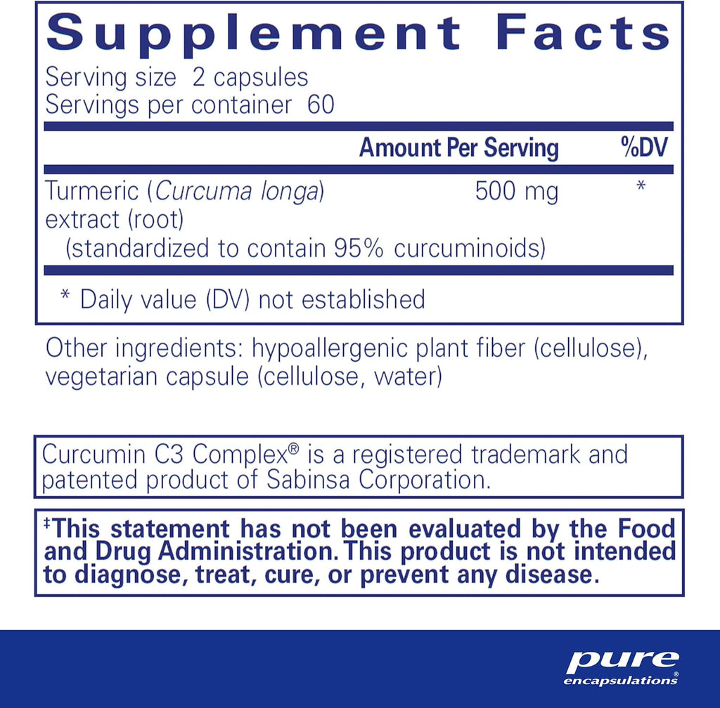 Pure Encapsulations Curcumin - 500 mg - Supports Joint Health & Liver Health - Curcuma Longa Capsule - Non-GMO & Vegan - 120 Capsules