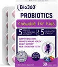Probiotics for Kids - 15 Strains & 5 Billion CFU Supports Brain, Immune & Digestive Health - Kids Probiotic Chewable with Organic Prebiotics for Gut & Constipation, Mixed Berry Flavor, 30 Count
