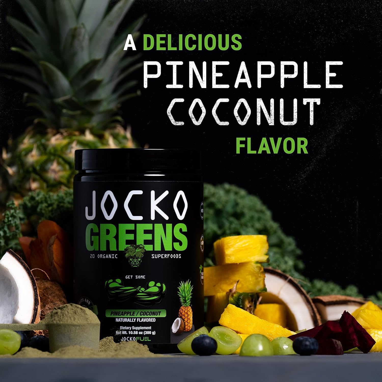 Jocko Fuel Daily Greens Powder - Premium Organic Greens Superfood Powder for Gut Health, Digestion, Bloating, Immune Support with Spirulina, Chlorella, Digestive Enzymes, & Probiotics - 30 Servings