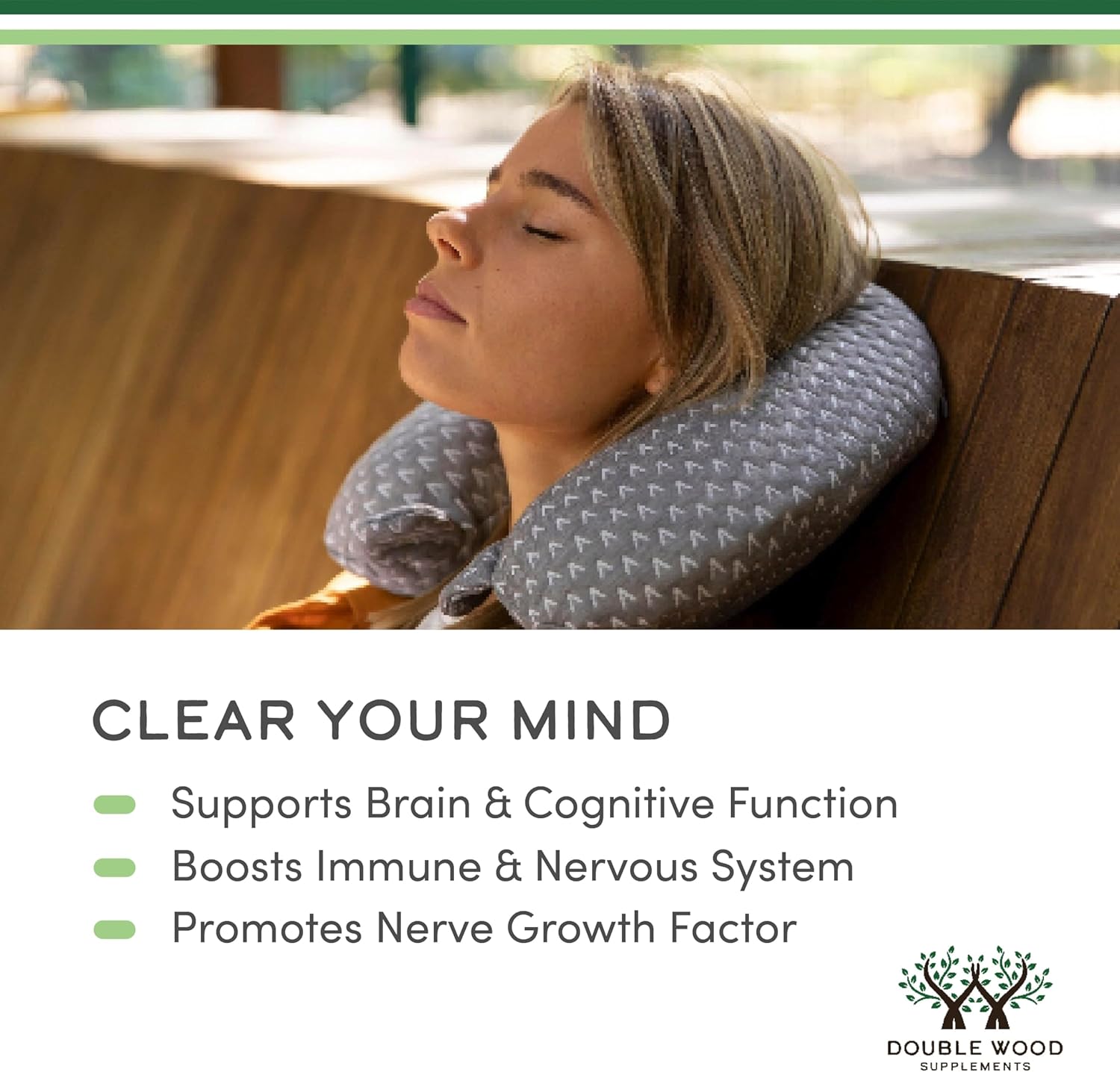 Organic Lions Mane Mushroom Capsules (120 Count), for Brain Support and Immune Health, Third Party Tested and Grown in The USA - by Double Wood