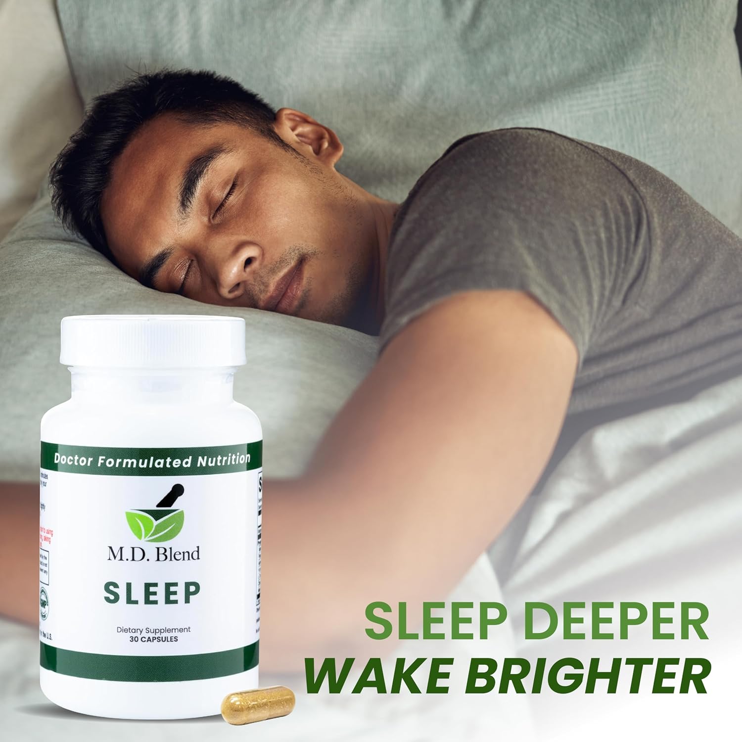Sleep - Natural Supplement with L-Theanine, Ashwagandha, Magnesium, Valerian Root, Melatonin - Non-Habit Forming Formula for Rejuvenating - 30 Capsules