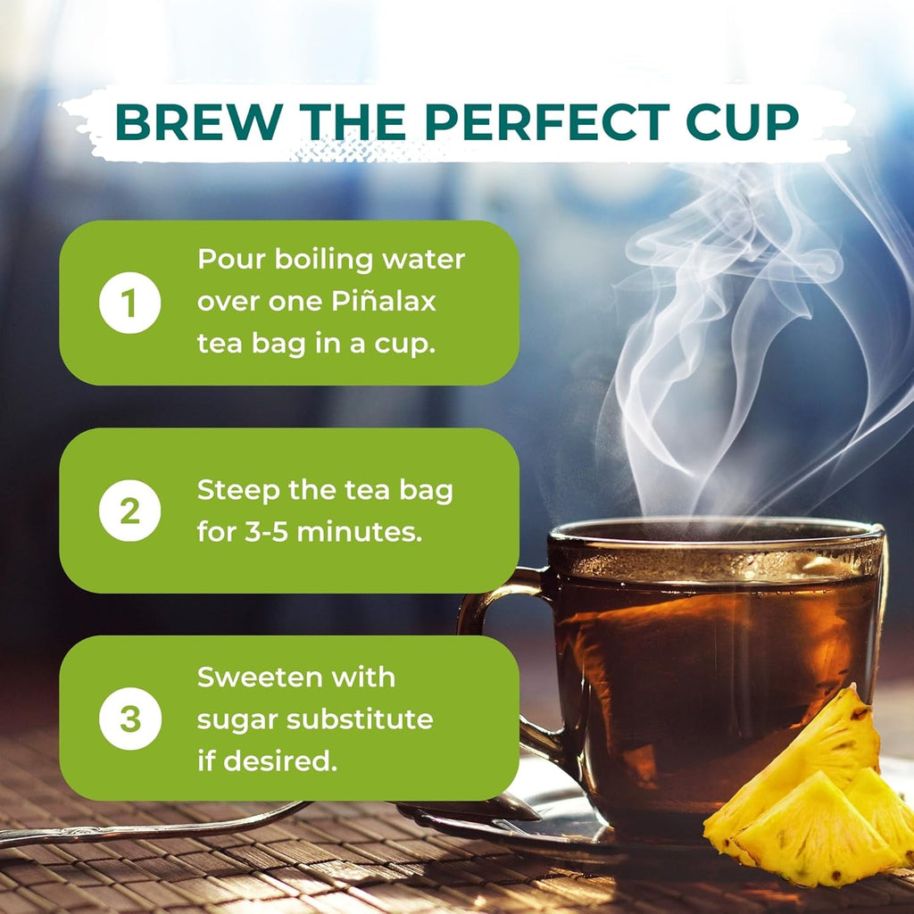 Piñalax 60 Teabags Herbal Tea of Pineapple, Artichoke, Green Tea, Stevia, Yacon Leaves, Senna, Horsetail and Fennel from Peru (2-Pack)