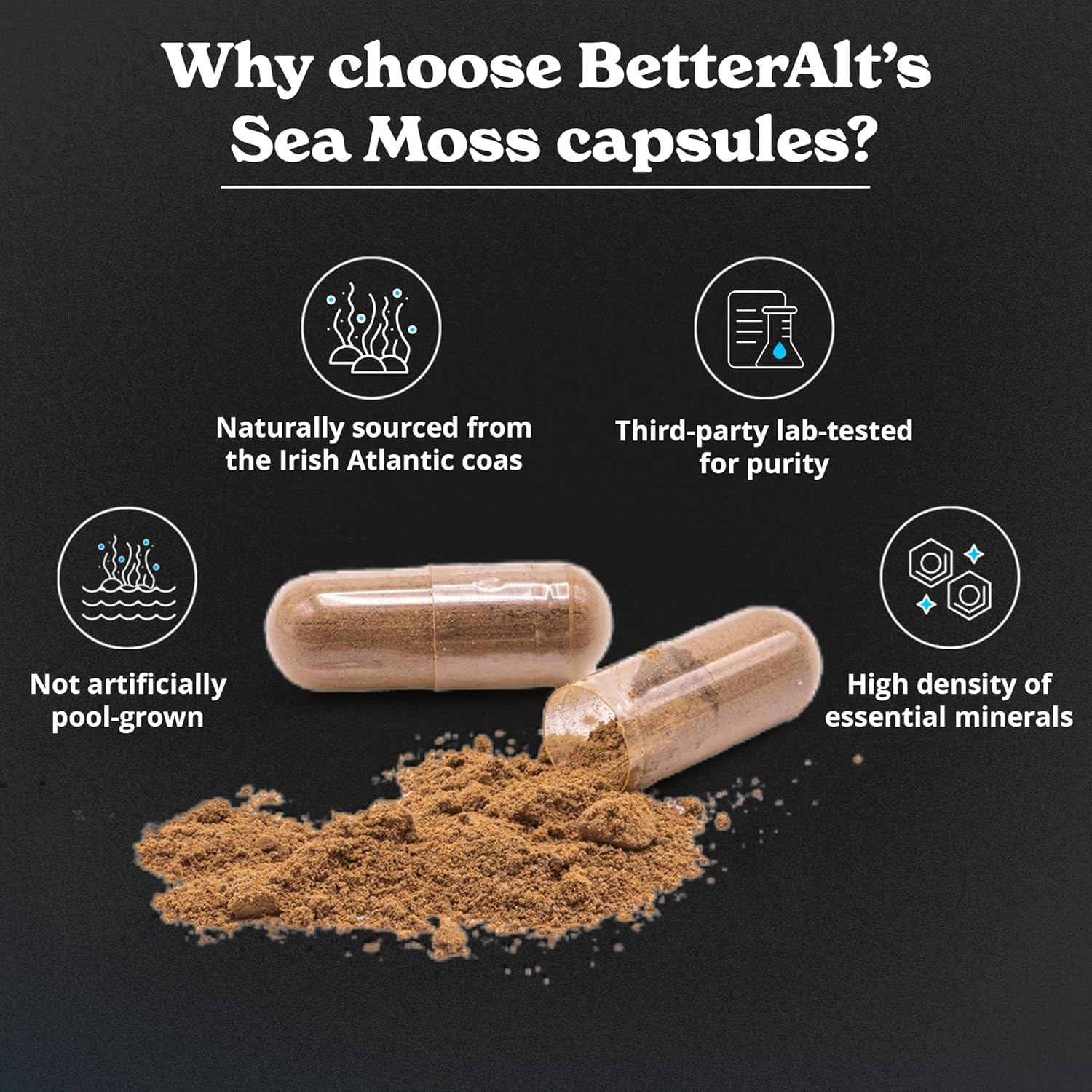 Sea Moss Capsules Pack of 2 with Black Seed Oil, Ashwagandha & Black Pepper for Stamina, Strength & Endurance- High Potency Sea Moss Supplement - 60 Servings, 240 Capsules