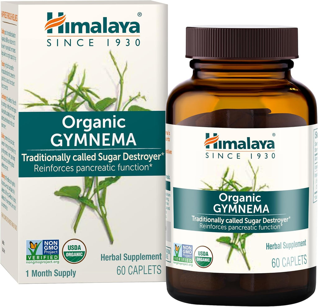 Himalaya Organic Gymnema Sylvestre - Herbal Glucose Metabolism Support - USDA Organic, Non-GMO, Vegan, Gluten Free, 700 mg, 60 Caplets (Pack of 2)