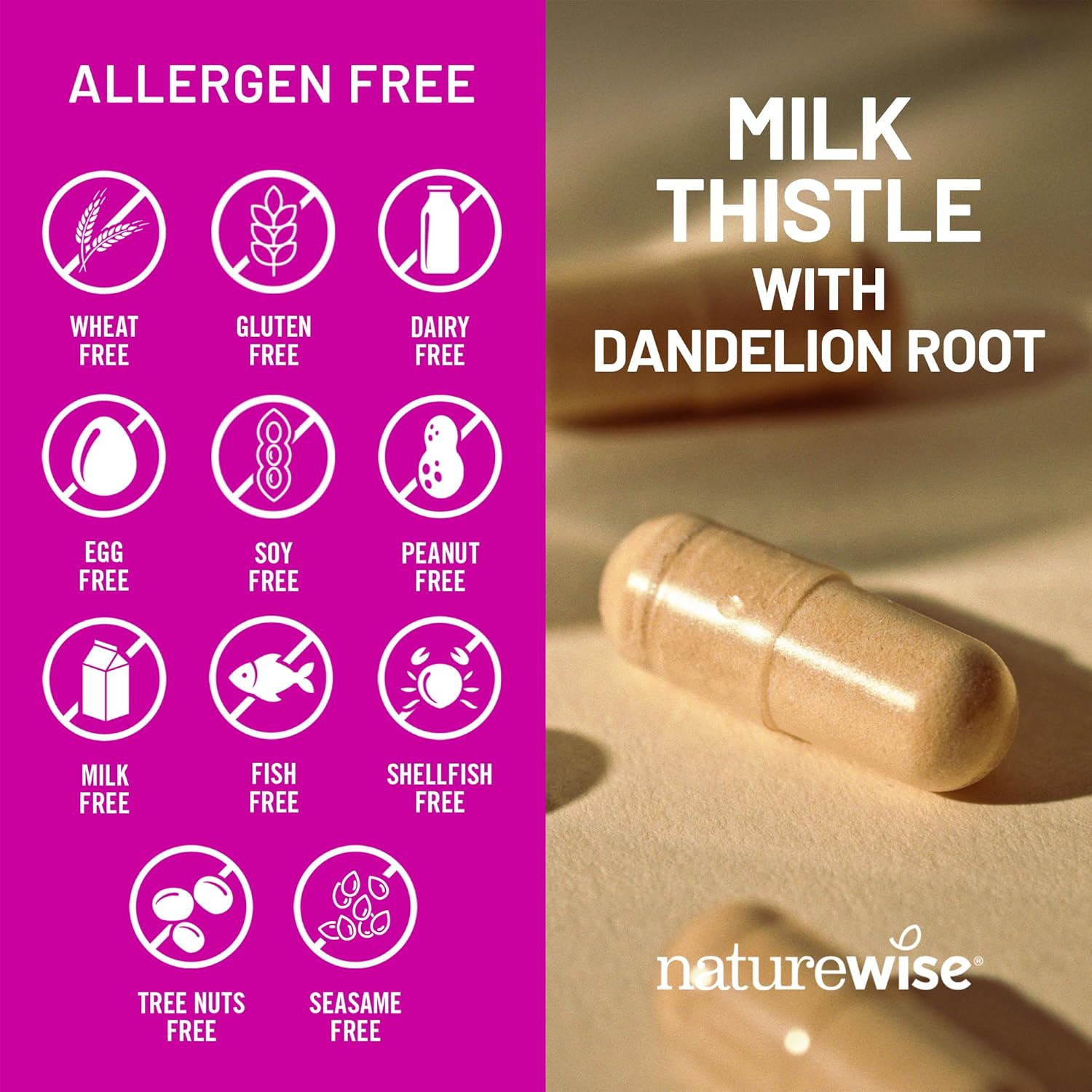 NatureWise Milk Thistle with Dandelion Root - Silymarin - Antioxidant Liver & Kidney Health Support Supplement - Vegan, Non-GMO, Gluten Free - 60 Count[60-Day Supply]