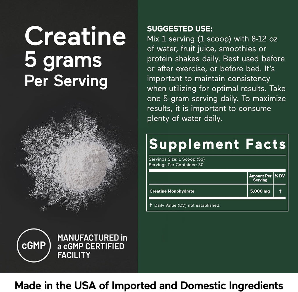 SMARTERNUTRITION Creatine Monohydrate Powder 150g, 5000mg Per Serving (5g) - Keto Friendly, Unflavored, Gluten-Free, Pre & Workout Recovery Support, Promotes Muscle Mass &. Endurance - 30 Servings