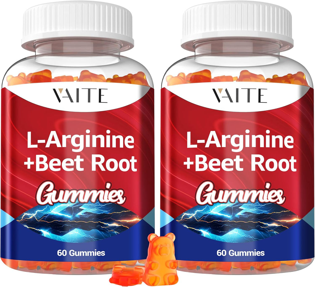 L Arginine 1000mg Supplement Beet Root Gummies - Double Strength, Energy Boost, Circulation Support and Stamina, Organic Chewable Beets Supplements for Men and Women, Vegan Gummy, Sugar-Free(2 Pack)