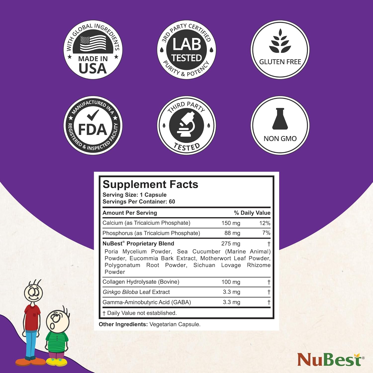 NuBest Tall - Powerful Formula for Strong Bones, Immunity & Healthy Development with Calcium, Collagen & Herbs - for Children (5+) & Teens Who Don’t Drink Milk Daily - 2 Pack | 2 Months Supply