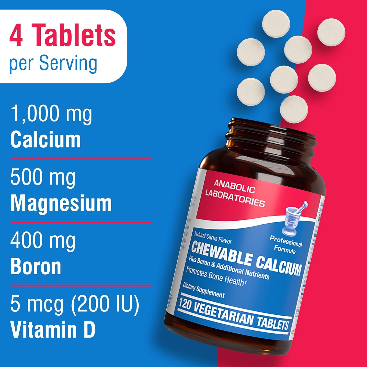 Chewable Calcium Supplement for Women - Clinical Bone Supplement with Chewable Calcium with Vitamin D Magnesium and Boron Complex for Bone Health & Strength Support - Made in The USA - 30 Servings