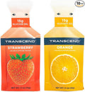 Transcend Foods Strawberry + Orange Gels (1.1 oz, Pack of 10) Fast-Acting Carb Gel Strawberry and Orange Flavor – Caffeine Free, Gluten Free