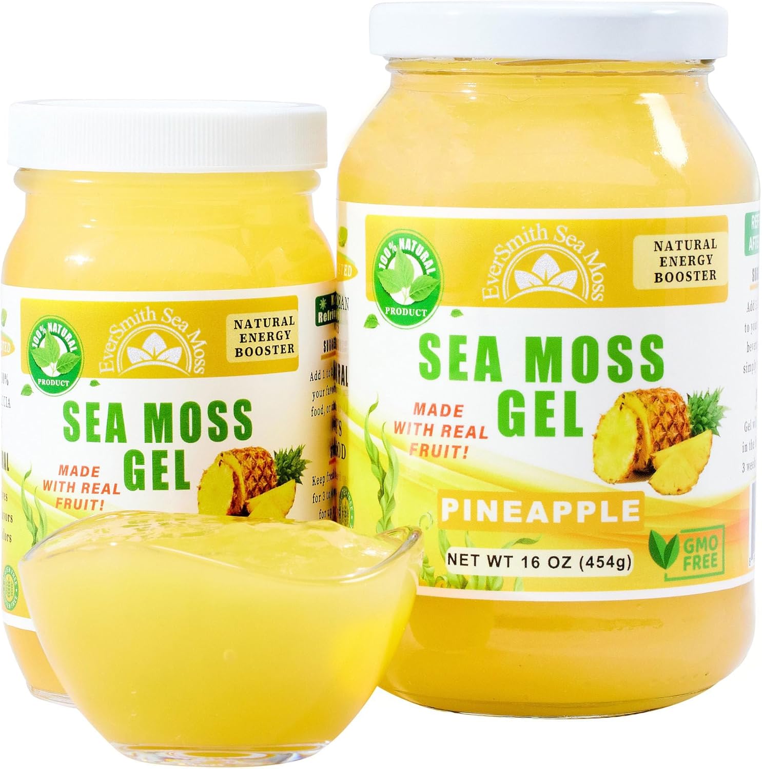 Wildcrafted Irish Sea Moss Gel | Made in USA | Rich in Vitamins & Minerals | Sea Moss Gel Raw | Nutritional Supplement | Pineapple (16 oz)
