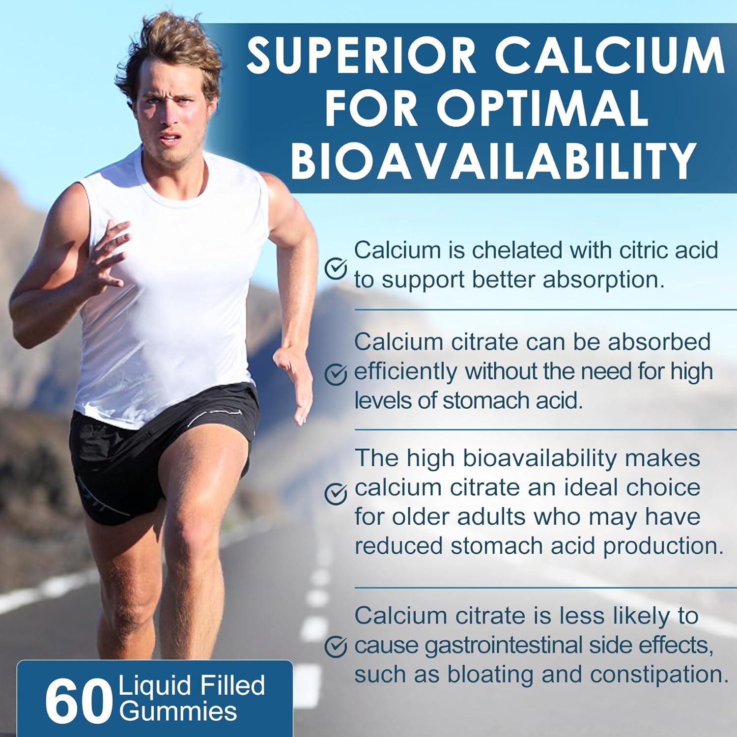 Calcium Citrate 1000mg, Calcium Gummies with Calcium & Magnesium 2:1 Ratio, Plus Vitamin D3, Zinc, B6 & Potassium – High Absorbable Calcium Chewable, Bone & Muscle Support, Vegan, Sugar-Free, 120Cts