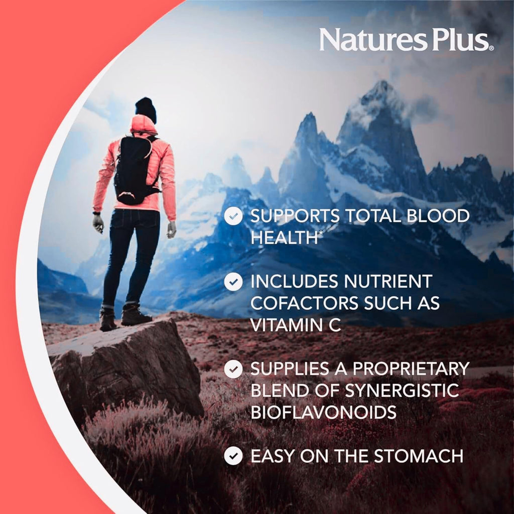 NaturesPlus Hema-Plex Iron - 60 Fast-Acting Capsules - 85 mg Chelated Iron - Total Blood Health - with Vitamin C & Bioflavonoids - Vegan, Gluten Free - 30 Servings